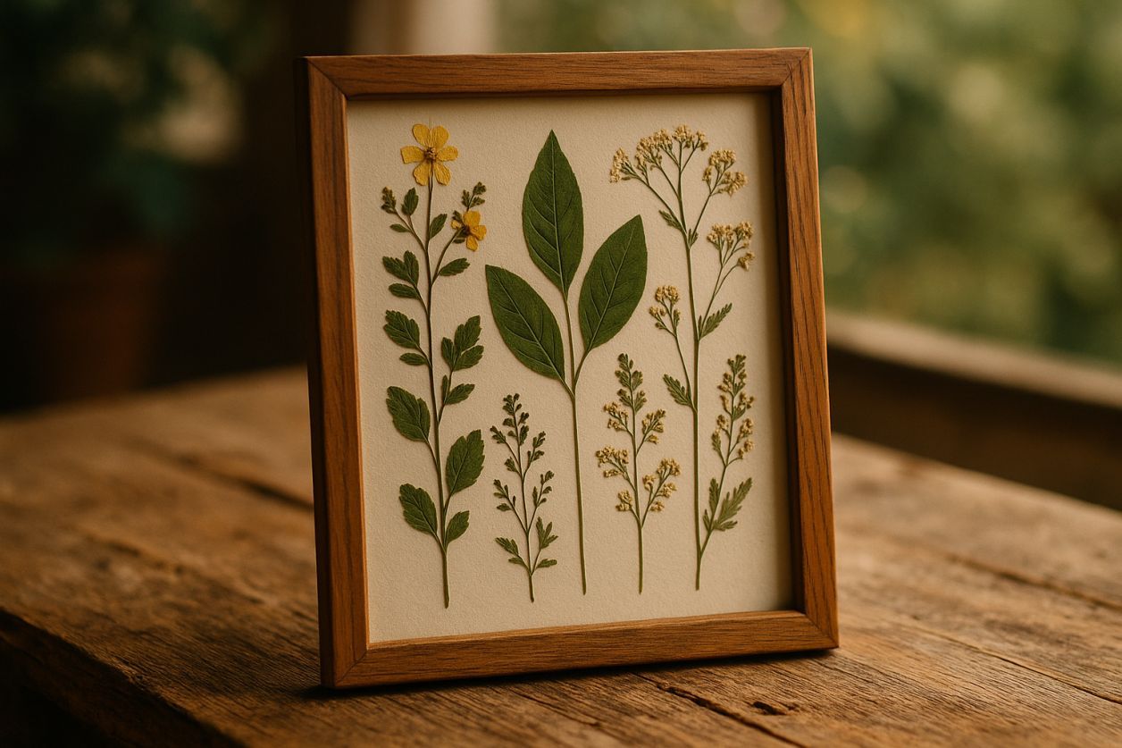 Cadre herbier botanique fait main déco