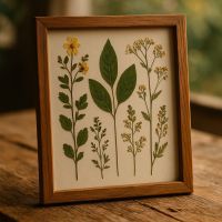 Cadre herbier botanique fait main déco