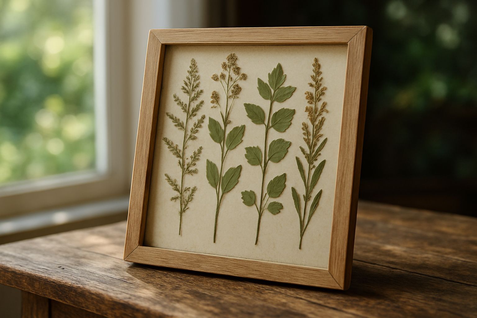 Cadre herbier botanique fait main déco